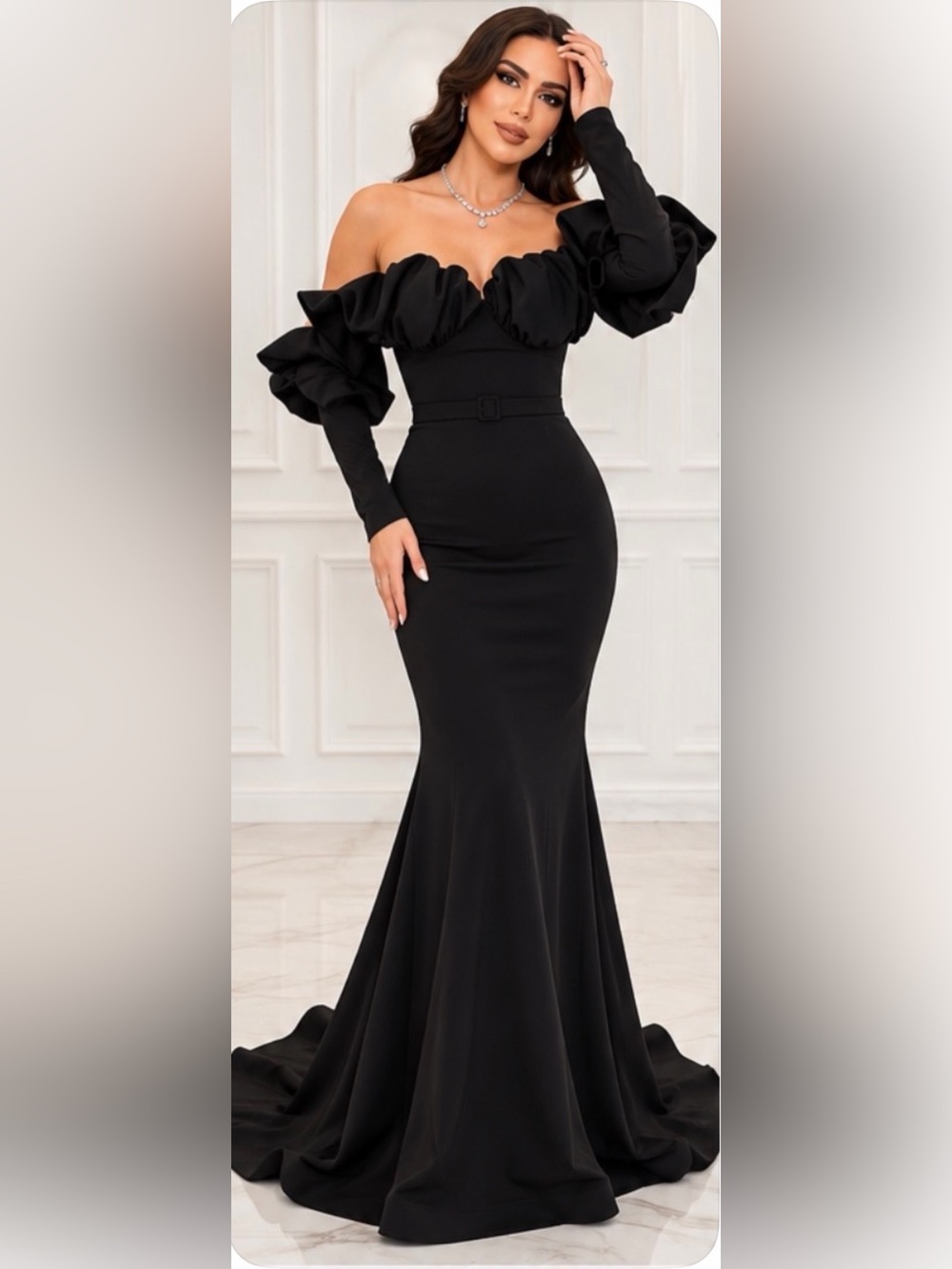 NWT NOUR FATHALLAH DESIGNER STRAPLESS MERMAID GOWN w/TRAIN Sz 6 STRETCHY SEXY!